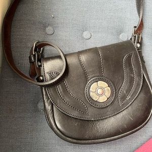 Vintage Black Leather Crossbody Bag